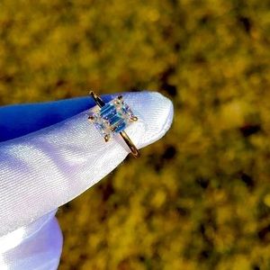 Solid 22k gold 3ct emerald cut moissanite ring